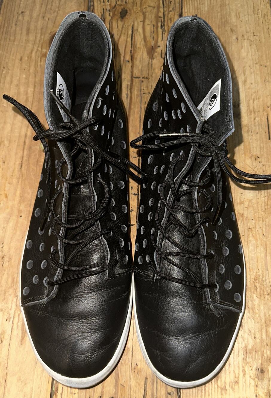 Volcom Women’s Black Perforated Leather High Tops Size 8.5